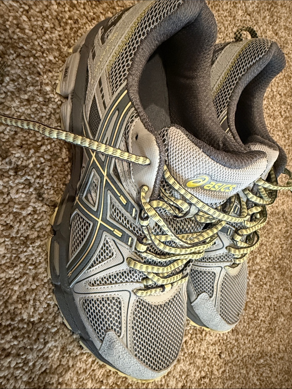 ASICS Women's Gray and Yellow Athletic Running Sneakers